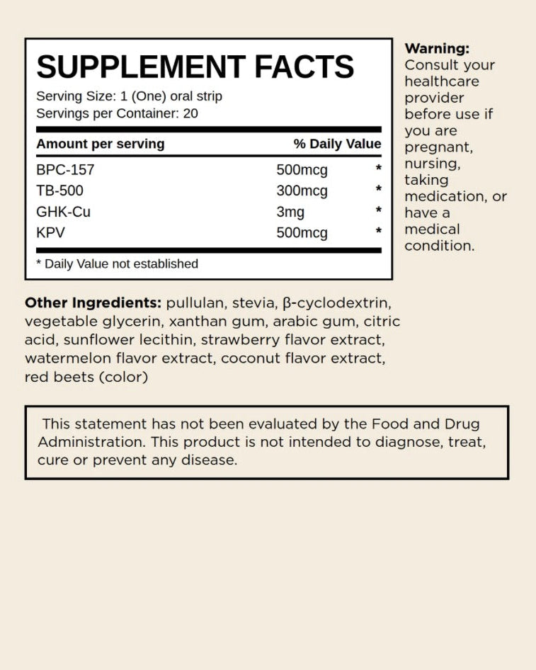 Supplement Facts label card, sugar-free, dairy-free and non-GMO, at LADA Beauty serving Las Cruces, NM and El Paso, TX