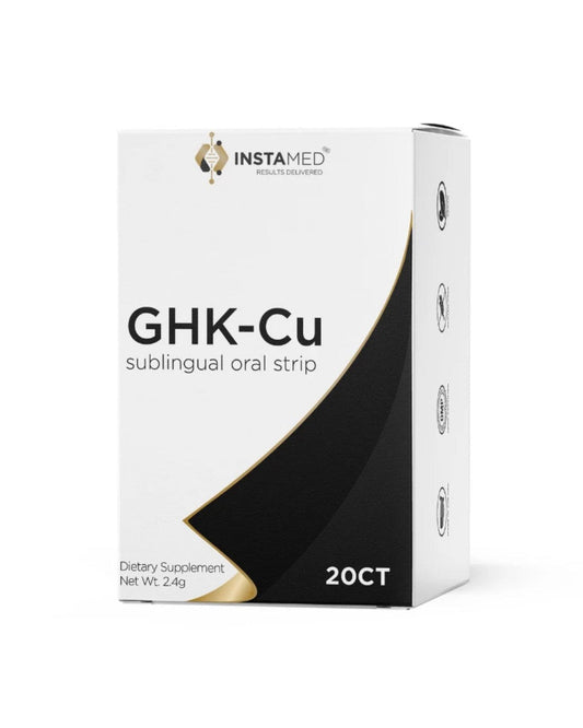 GHK-Cu copper peptide supplement box on a white background, at LADA Beauty serving Las Cruces, NM and El Paso, TX