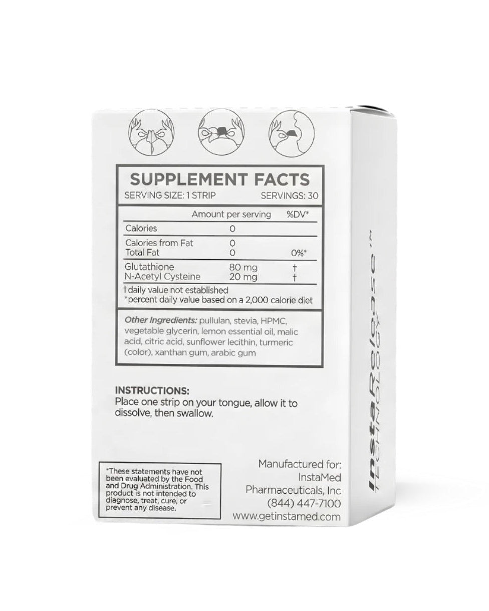 Back of Instamed supplement box with Supplement Facts and directions, at LADA Beauty serving Las Cruces, NM