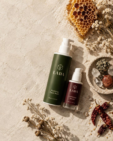 image of LADA beauty purifying face wash and luminous serum