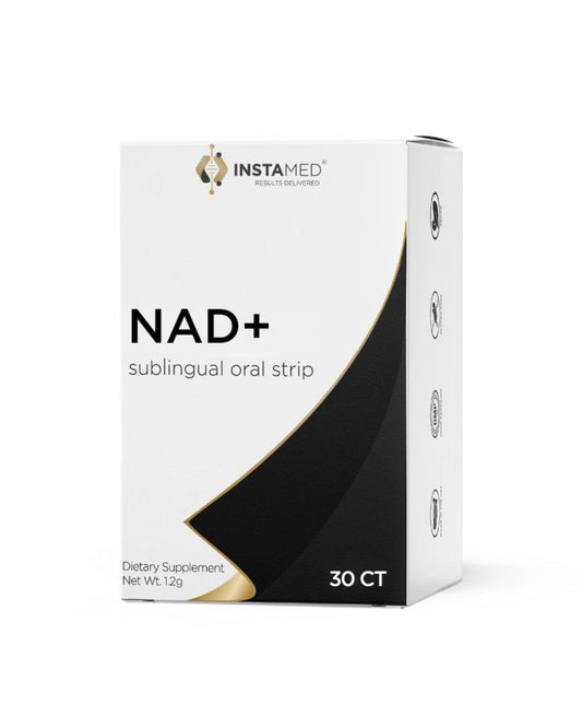 Instamed NAD+ sublingual oral strip 20-count box, offered at the LADA Beauty studio in Las Cruces New Mexico