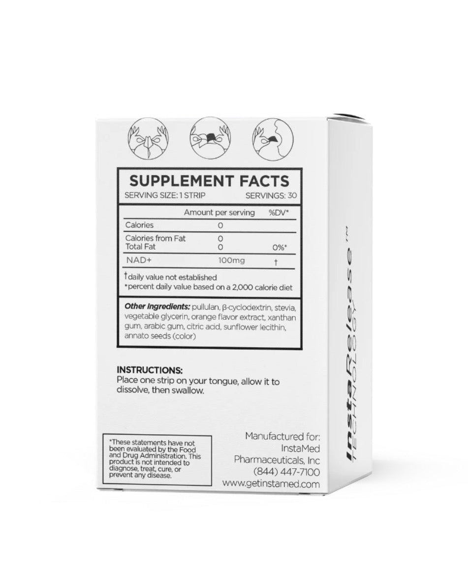 Back of white Instamed supplement box with Supplement Facts and usage icons, from LADA Beauty, serving El Paso, TX