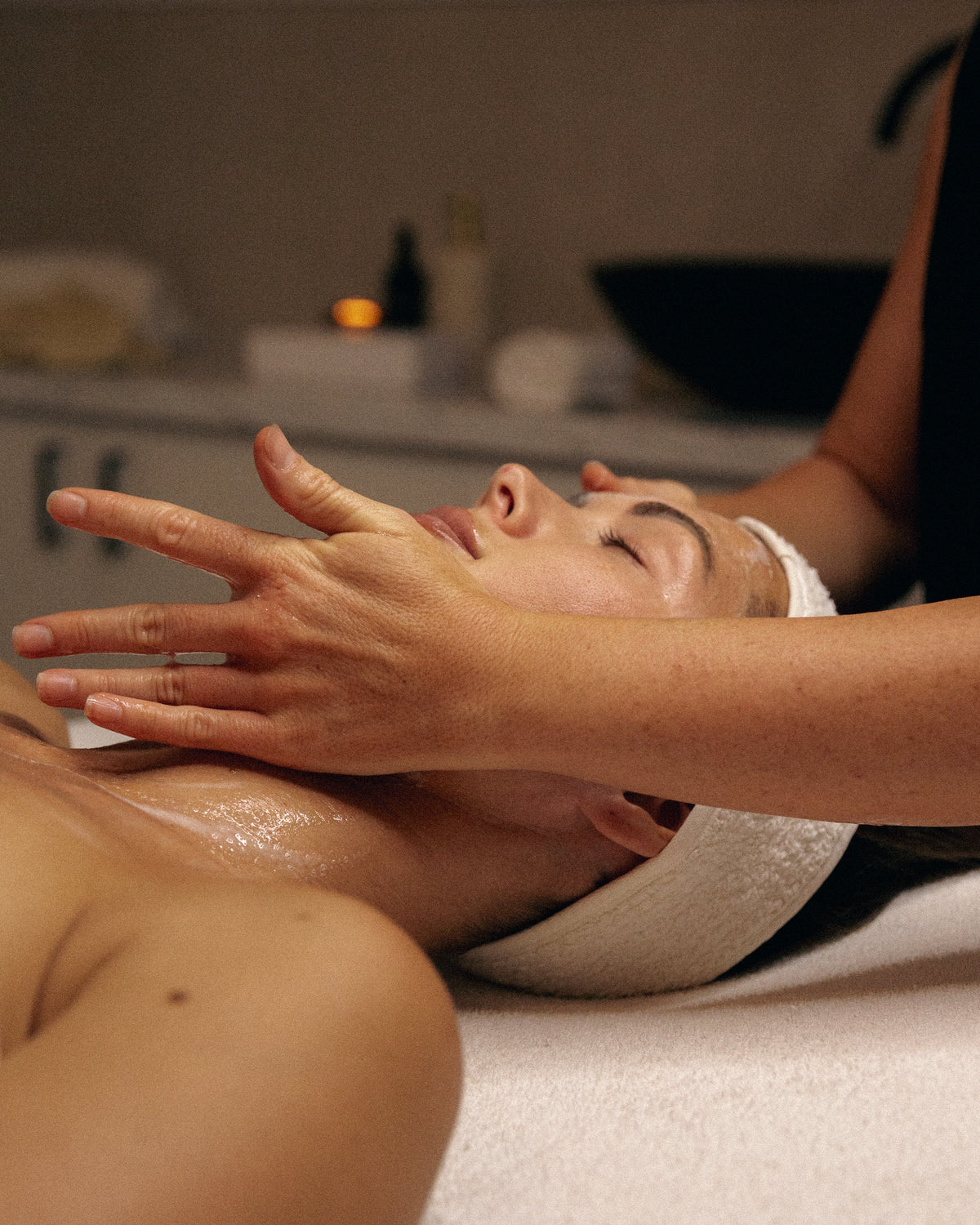 Person receiving a professional facial at LADA Beauty skincare studio in Las Cruces, NM